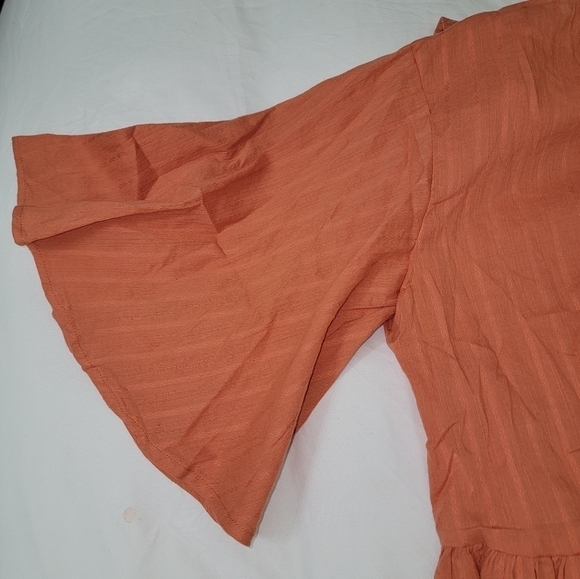 Petal & Pup Flutter Sheridan Sleeve Boho Ruffle Peasant Blouse Top Large Rust - Picture 7 of 14